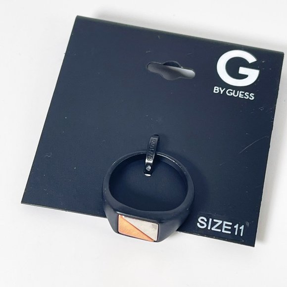 Size 11 Men's Matte Black Ring with Silver and Copper Accents G by Guess - Picture 4 of 4